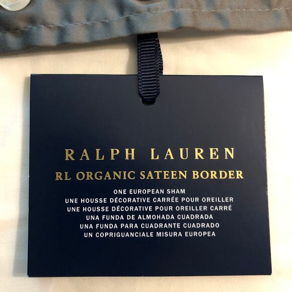 Ralph Lauren One European Sham Organic Sateen Border Graphite Gray New - Picture 5 of 10